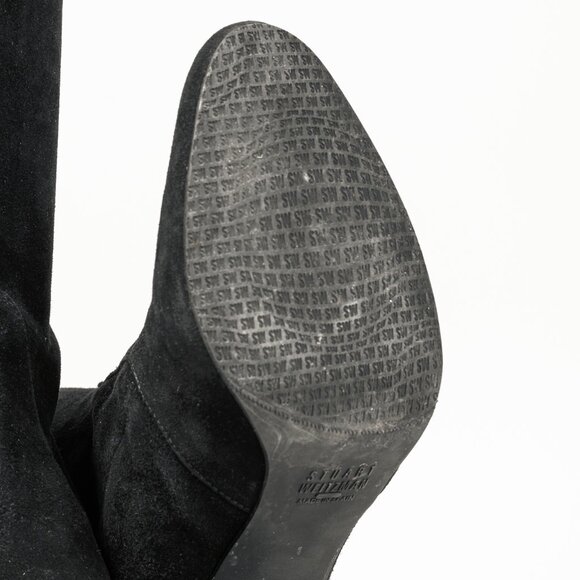 Stuart Weitzman Highland Black Suede Over-The-Knee Tie-Back Boots - Picture 5 of 11